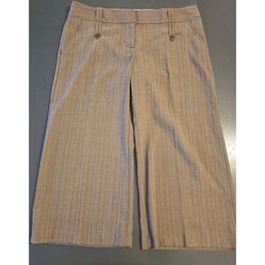 studio Y Women's Brown Stripe Capri Pants Wide-Leg Stretch Polyester Blend